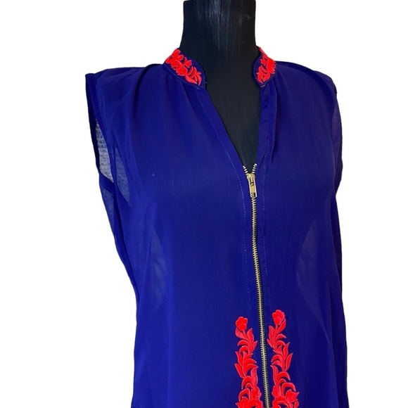 Blue Sheer Embroidered Kurta - Picture 10 of 16